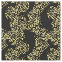 Black Gold Exotic Koi Fish Pattern Fabric