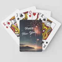 Vibrant Fireworks Night Sky Happy New Year Poker Poker Cards