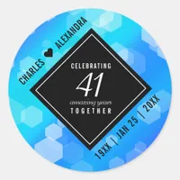 Elegant 41st Blue Topaz Wedding Anniversary Classic Round Sticker