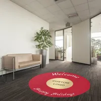 Christmas red business logo rug