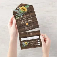 Rustic Boho Sunflower Eucalyptus Garden Wedding All In One Invitation