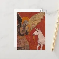 Angel Eating Spaghetti with a unicorn Postcard