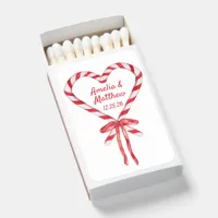 Candy Cane Heart & Bow | Custom Christmas Wedding Matchboxes