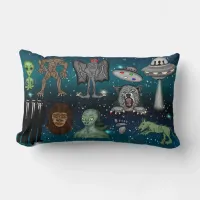 UFO Aliens Chupacabra Bigfoot Cryptids Lumbar Pillow