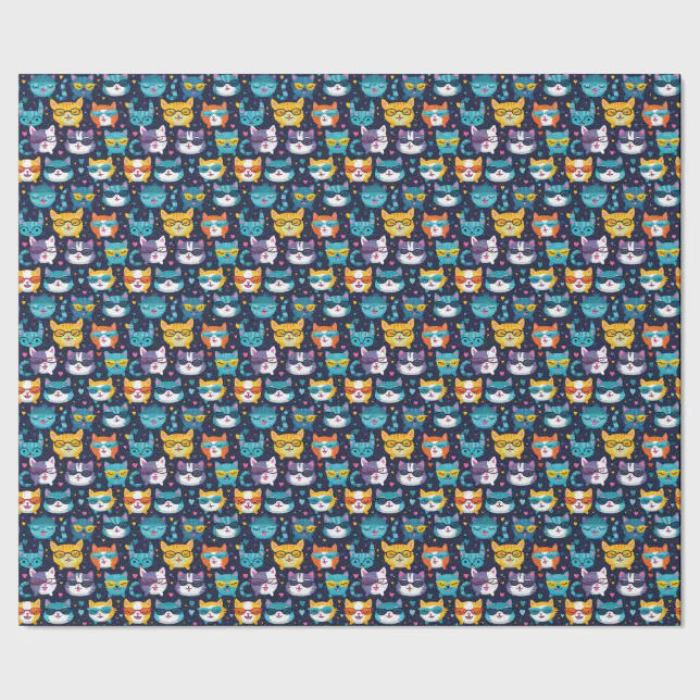 Assorted Cat Faces Funny Cool Cats Wrapping Paper