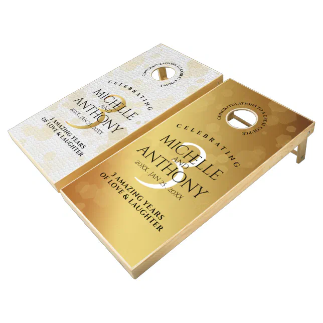 Elegant 3rd Leather Wedding Anniversary Cornhole Set