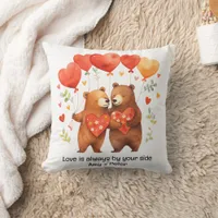 Cute cartoon Bears Love Hearts Valentine Throw Pillow