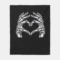 Skeleton Heart Hands Sign Halloween Costume Basic  Fleece Blanket