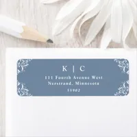 Elegant Dusty Blue Vintage Wedding Label