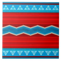 Southwest River Canyon Geometric Red Turquoise 6in Ceramic Tile
