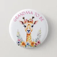 Baby Giraffe Floral, Grandma to be | Baby Shower Button