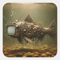 Steampunk TV Catfish Square Sticker