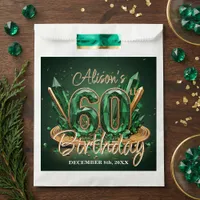 Emerald Green Gold Gemstone 60th Birthday Party Favor Bag