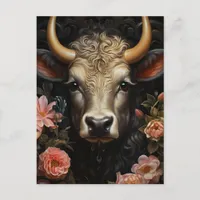 Pretty Cow in Flowers Postcard
