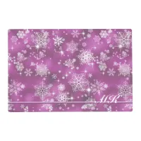 Prettiest Snowflakes Pattern Orchid Pink ID846 Placemat