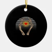 Skeleton Hands Making A Heart Classic Ceramic Ornament