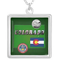 Colorado Picture Text, Flag, Seal, Quarter, Map SD Silver Plated Necklace