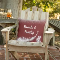 White glitter, monogrammed on maroon | Outdoor  Outdoor Pillow