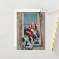 Surreal Retro Alice in Dairyland Collage  Postcard