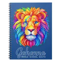 Gahanna Rainbow Lion Head Faux Glitter Spiral Notebook