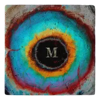 Ethereal Cosmic Eye Monogram Vibrant Abstract Art Trivet