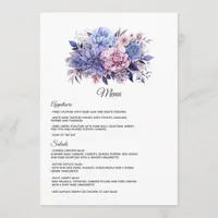 Petal Pink, Cornflower Blue & Mauve Purple Wedding Menu