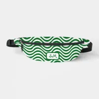 Monogram Green & White Wavy Stripes Psychedelic Fanny Pack