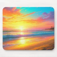 Beautiful Sunset on the Ocean Sandy Beach Mouse Pad