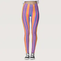 Happy Energy Pink Blue Yellow Slimming Stripes Leggings