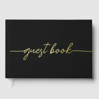 Elegant Modern Black and Gold Wedding Foil Guest Book