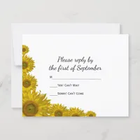 Yellow Sunflower Edge Wedding RSVP Response Card