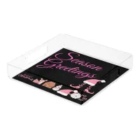 Season Greetings - Pink on Black | Acrylic Tray