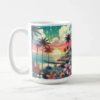 Pink and Turquoise Paradise | Beach Art Coffee Mug