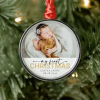 My First Christmas Baby Photo Keepsake Metal Ornament