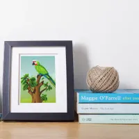 Cute AI Generated Green Parrot Poster