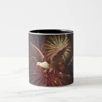 Eagle and Fireworks Two-Tone Coffee Mug