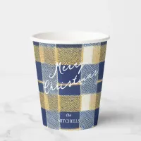 Blue Gold Christmas Pattern#7 ID1009 Paper Cups