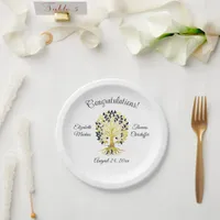 Golden Tree of Life Timeless Sophisticated Elegant Paper Plates