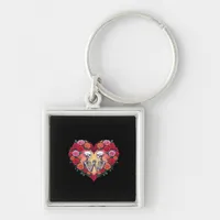 Skeleton Couple Holding Hands Inside A Heart Of Ro Keychain