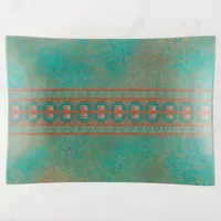 Southwestern Copper Teal Geometric Banded Trinket Tray