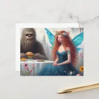 Cheeseburger Picnic With Sasquatch and the Fairy Postcard