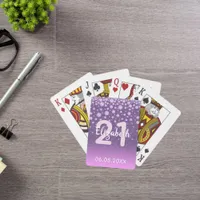 21st birthday diamonds glitter purple pink poker cards