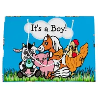 It's a Boy, Baby Shower Farm Animals Themed Large Gift Bag