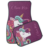 Magical Unicorn Gold Glitter Personalized Car Floor Mat