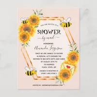 Bee sunflowers girl baby shower by mail invitation postcard