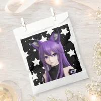 Purple Anime Girl with Fox Ear Headband Birthday  Favor Bag