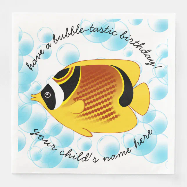 Tropical Halfmoon Butterflyfish Exotic Sealife Paper Dinner Napkins