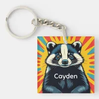 A Cute Pop Art Badger Personalized Keychain