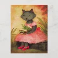 Adorable Cat With a Spring Sandwich Postcard