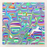 Colorful Bubbles Abstract Digital Art   Glass Coaster